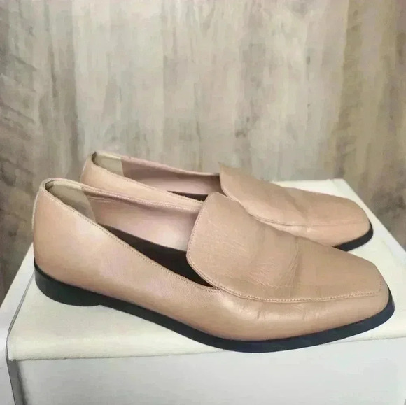 Everlane 90s Loafer Square Toe Blush Women's 7 Slip on Leather Flat Shoes - Picture 1 of 11